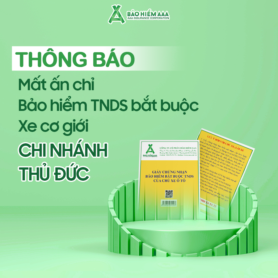 THÔNG BÁO MẤT ẤN CHỈ BẢO HIỂM TNDS BẮT BUỘC XE CƠ GIỚI - CHI NHÁNH THỦ ĐỨC (CẬP NHẬT THÁNG 11/2025)