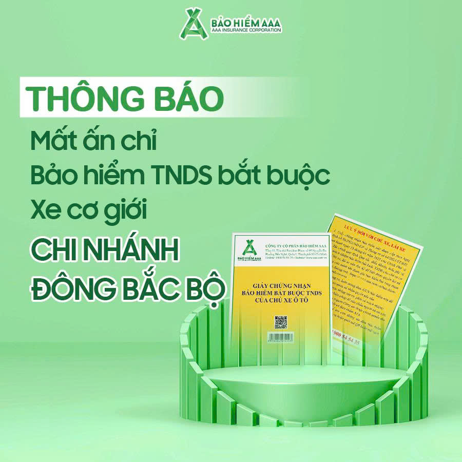 THÔNG BÁO MẤT ẤN CHỈ BẢO HIỂM TNDS BẮT BUỘC XE CƠ GIỚI - CHI NHÁNH ĐÔNG BẮC BỘ (CẬP NHẬT THÁNG 10/2025)